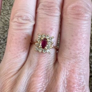 14k Yellow Gold Diamond Ruby Ring 5